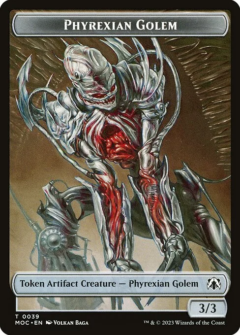 Phyrexian Golem, carta Magic di tipo Token Artifact Creature — Phyrexian Golem illustrata da Volkan Baǵa