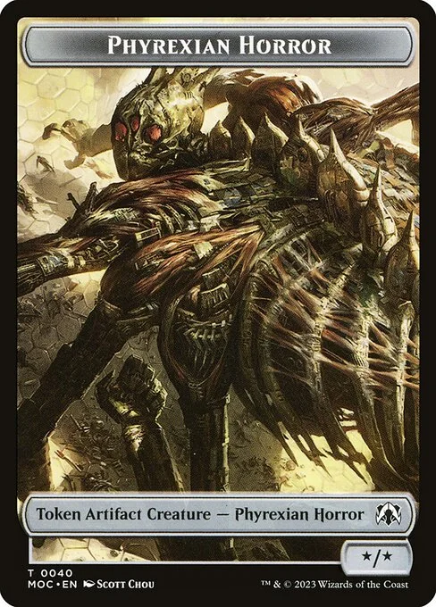 Phyrexian Horror, carta Magic di tipo Token Artifact Creature — Phyrexian Horror illustrata da Scott Chou