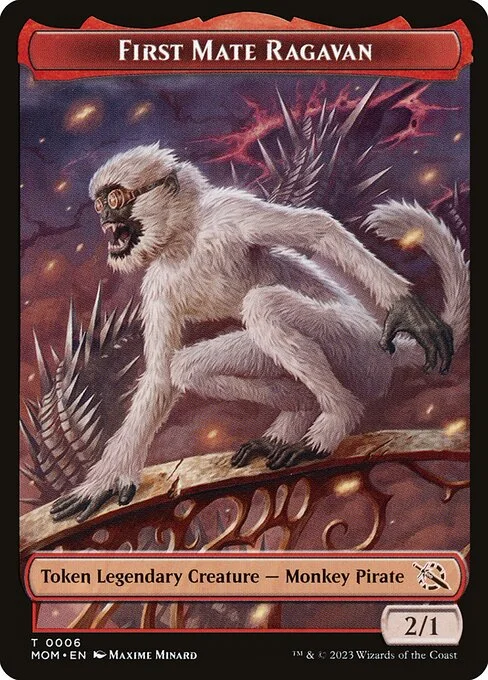 First Mate Ragavan, carta Magic di tipo Token Legendary Creature — Monkey Pirate illustrata da Maxime Minard