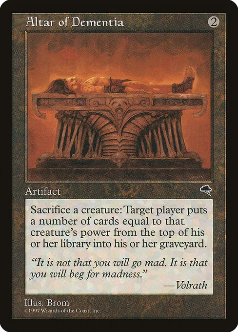 Altar of Dementia, carta Magic di tipo Artifact illustrata da Brom