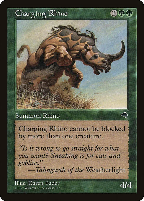 Charging Rhino, carta Magic di tipo Creature — Rhino illustrata da Daren Bader