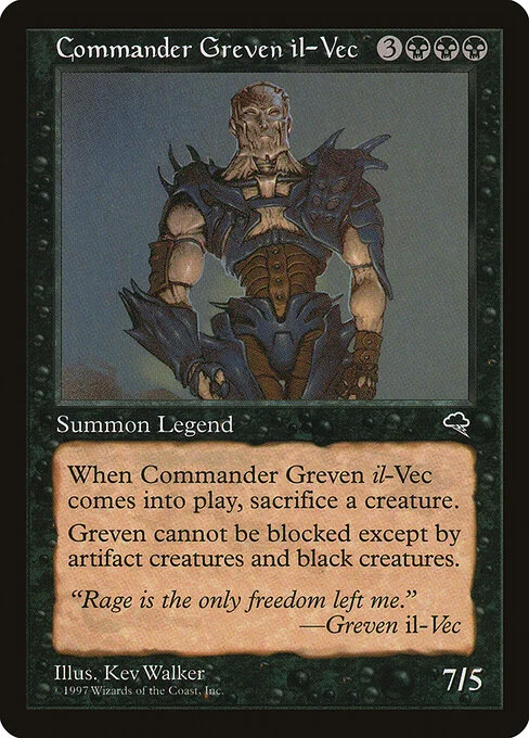 Commander Greven il-Vec, carta Magic di tipo Legendary Creature — Phyrexian Human Warrior illustrata da Kev Walker