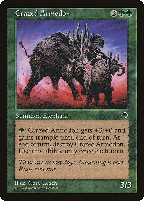 Crazed Armodon, carta Magic di tipo Creature — Elephant illustrata da Gary Leach