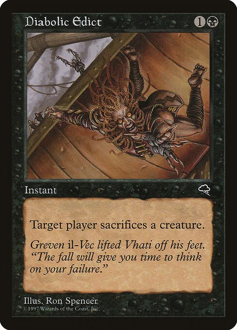 Diabolic Edict, carta Magic di tipo Instant illustrata da Ron Spencer