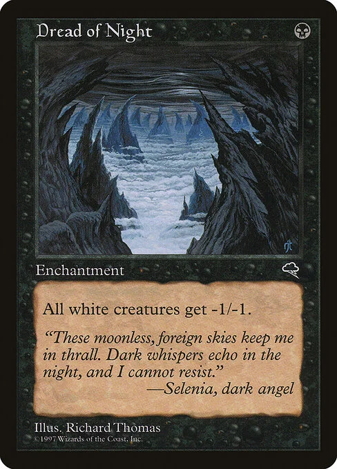Dread of Night, carta Magic di tipo Enchantment illustrata da Richard Thomas