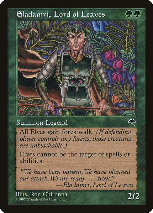 Eladamri, Lord of Leaves, carta Magic di tipo Legendary Creature — Elf Warrior illustrata da Ron Chironna