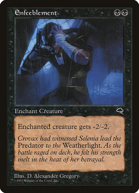 Enfeeblement, carta Magic di tipo Enchantment — Aura illustrata da D. Alexander Gregory