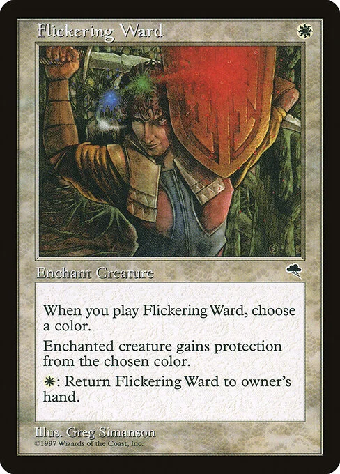 Flickering Ward, carta Magic di tipo Enchantment — Aura illustrata da Greg Simanson