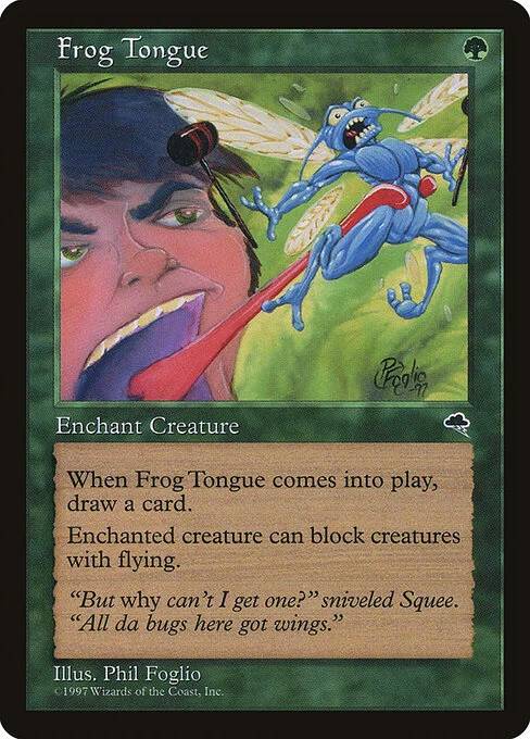 Frog Tongue, carta Magic di tipo Enchantment — Aura illustrata da Phil Foglio