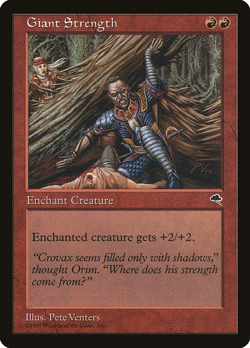 Giant Strength, carta Magic di tipo Enchantment — Aura illustrata da Pete Venters