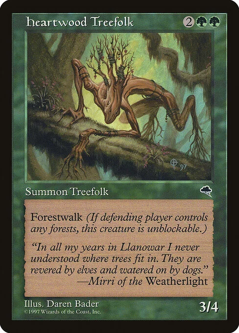 Heartwood Treefolk, carta Magic di tipo Creature — Treefolk illustrata da Daren Bader