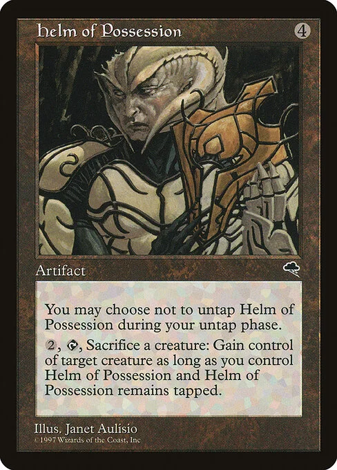Helm of Possession, carta Magic di tipo Artifact illustrata da Janet Aulisio