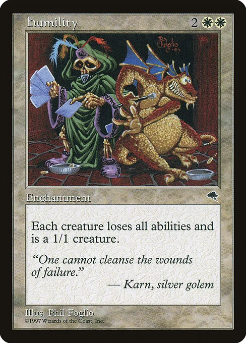 Humility, carta Magic di tipo Enchantment illustrata da Phil Foglio