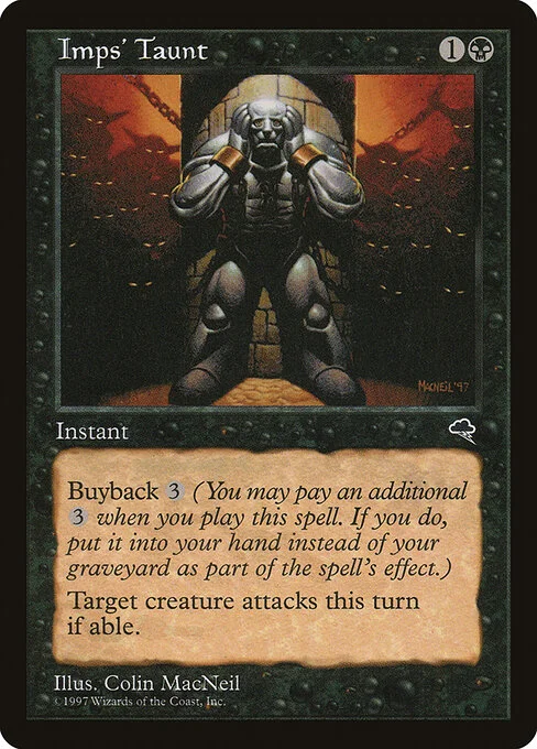Imps' Taunt, carta Magic di tipo Instant illustrata da Colin MacNeil