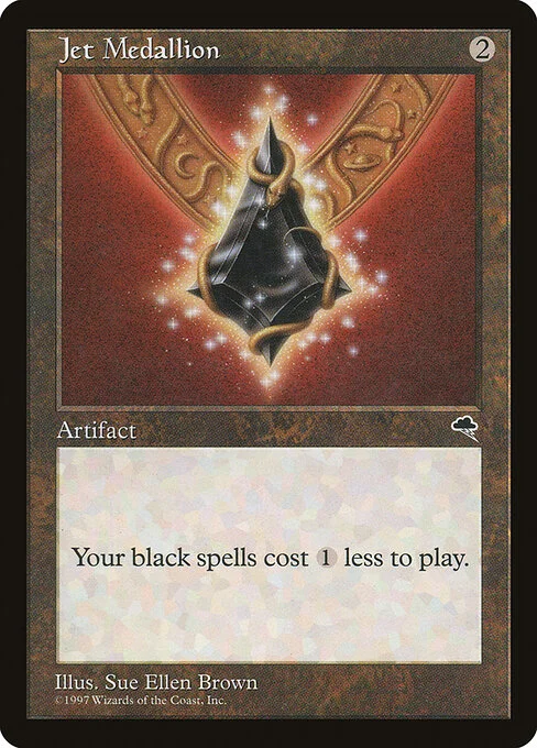 Jet Medallion, carta Magic di tipo Artifact illustrata da Sue Ellen Brown