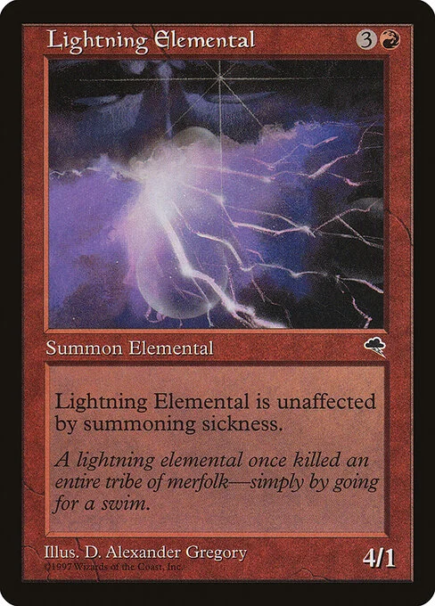Lightning Elemental, carta Magic di tipo Creature — Elemental illustrata da D. Alexander Gregory
