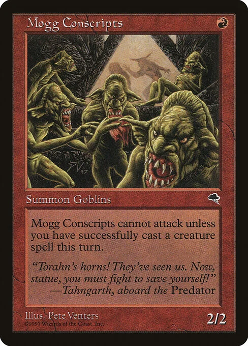 Mogg Conscripts, carta Magic di tipo Creature — Goblin illustrata da Pete Venters