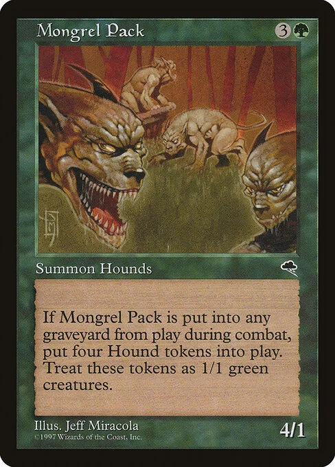 Mongrel Pack, carta Magic di tipo Creature — Dog illustrata da Jeff Miracola