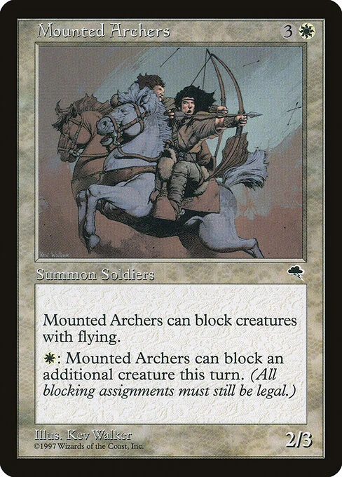 Mounted Archers, carta Magic di tipo Creature — Human Soldier Archer illustrata da Kev Walker