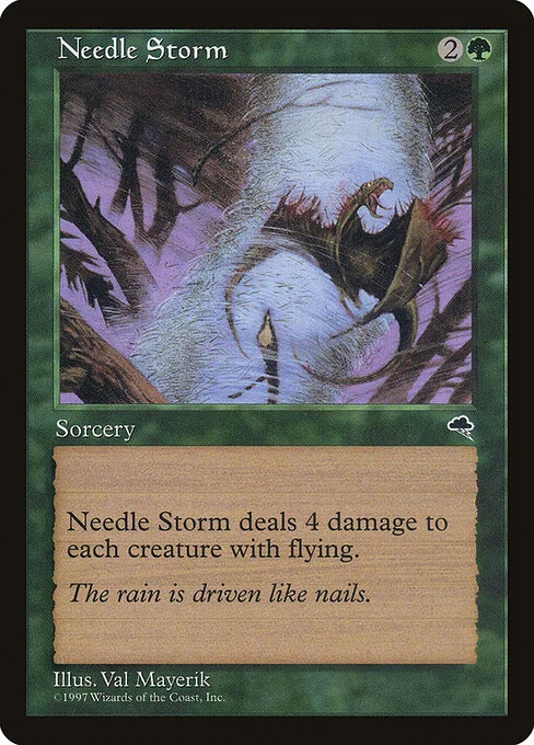 Needle Storm, carta Magic di tipo Sorcery illustrata da Val Mayerik