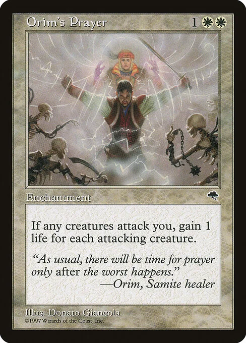 Orim's Prayer, carta Magic di tipo Enchantment illustrata da Donato Giancola