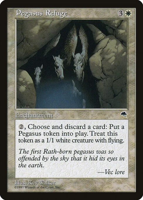 Pegasus Refuge, carta Magic di tipo Enchantment illustrata da Kev Walker