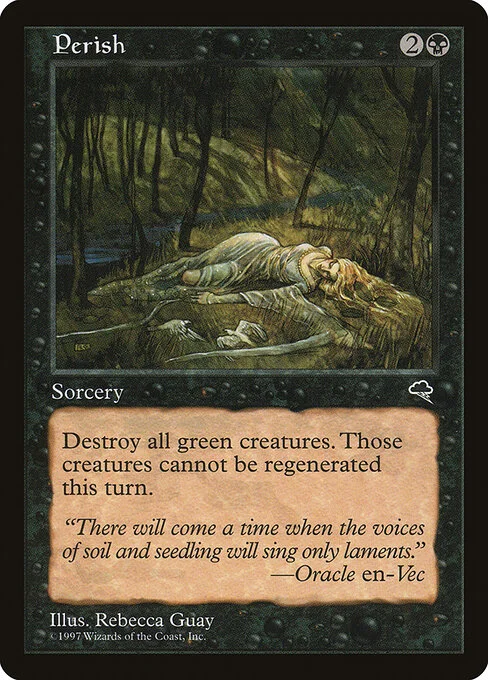 Perish, carta Magic di tipo Sorcery illustrata da Rebecca Guay