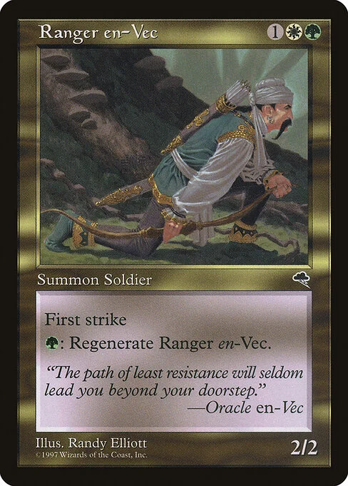 Ranger en-Vec, carta Magic di tipo Creature — Human Soldier Archer Ranger illustrata da Randy Elliott