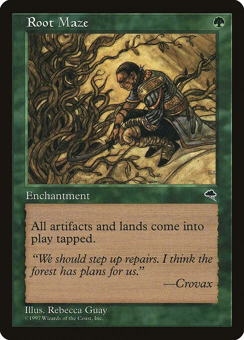 Root Maze, carta Magic di tipo Enchantment illustrata da Rebecca Guay