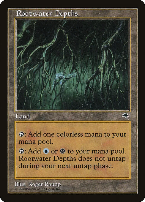 Rootwater Depths, carta Magic di tipo Land illustrata da Roger Raupp