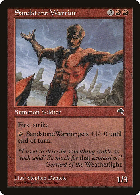 Sandstone Warrior, carta Magic di tipo Creature — Human Soldier Warrior illustrata da Stephen Daniele