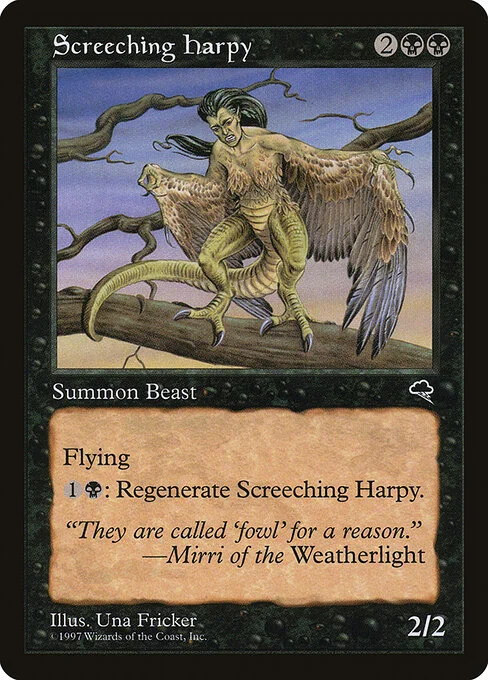 Screeching Harpy, carta Magic di tipo Creature — Harpy Beast illustrata da Una Fricker
