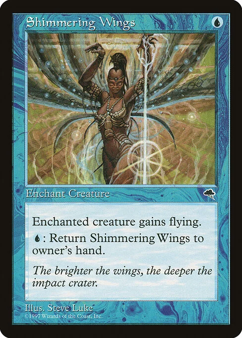 Shimmering Wings, carta Magic di tipo Enchantment — Aura illustrata da Steve Luke
