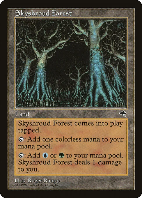 Skyshroud Forest, carta Magic di tipo Land illustrata da Roger Raupp