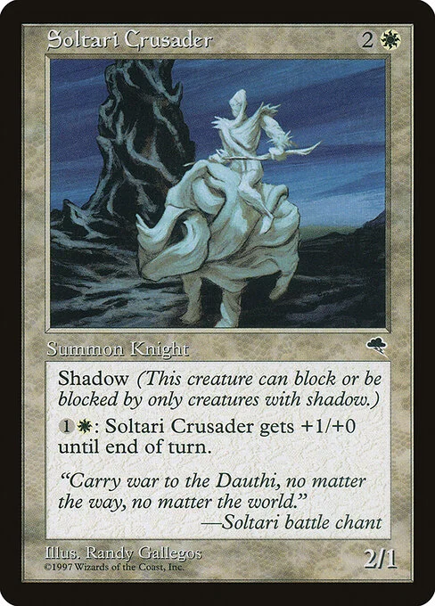 Soltari Crusader, carta Magic di tipo Creature — Soltari Knight illustrata da Randy Gallegos