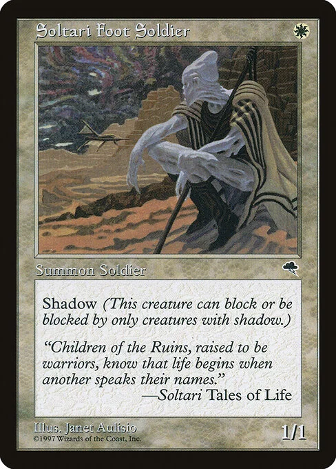 Soltari Foot Soldier, carta Magic di tipo Creature — Soltari Soldier illustrata da Janet Aulisio