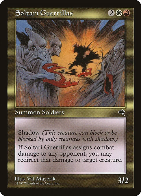 Soltari Guerrillas, carta Magic di tipo Creature — Soltari Soldier illustrata da Val Mayerik