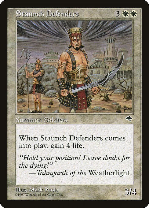 Staunch Defenders, carta Magic di tipo Creature — Human Soldier illustrata da Mark Poole