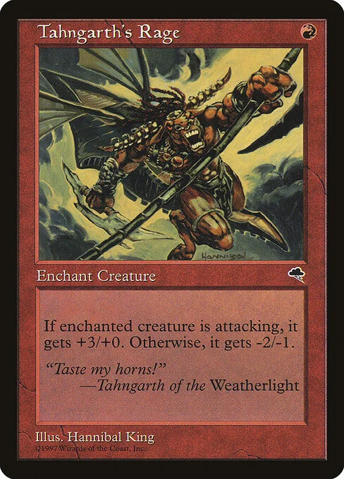 Tahngarth's Rage, carta Magic di tipo Enchantment — Aura illustrata da Hannibal King