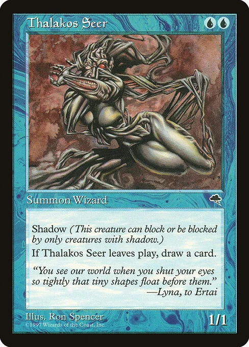 Thalakos Seer, carta Magic di tipo Creature — Thalakos Wizard illustrata da Ron Spencer