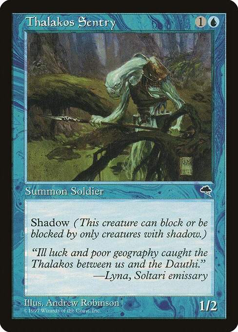 Thalakos Sentry, carta Magic di tipo Creature — Thalakos Soldier illustrata da Andrew Robinson