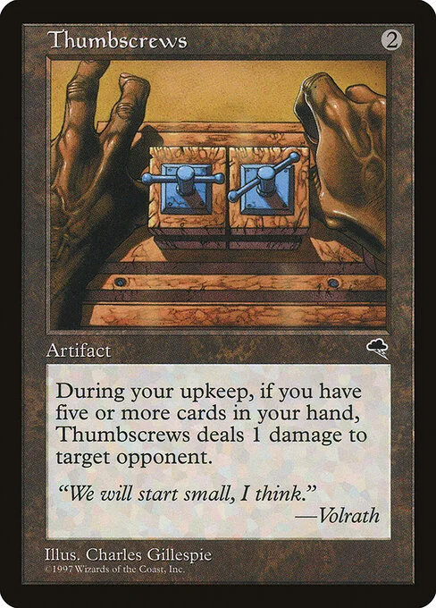 Thumbscrews, carta Magic di tipo Artifact illustrata da Charles Gillespie