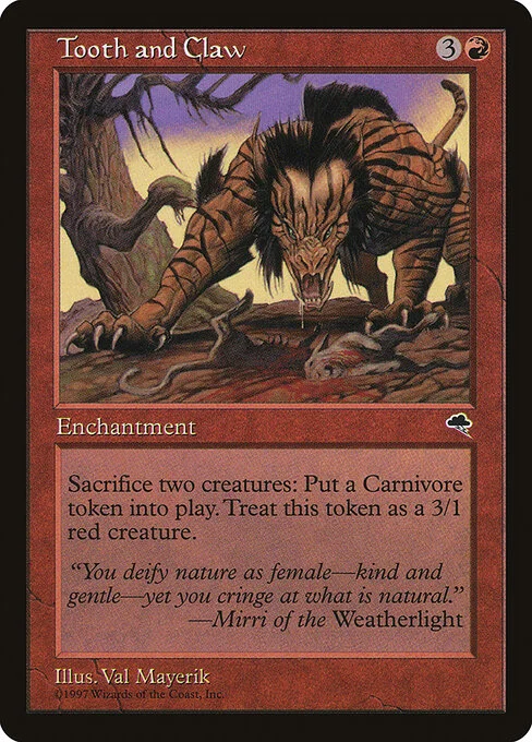 Tooth and Claw, carta Magic di tipo Enchantment illustrata da Val Mayerik