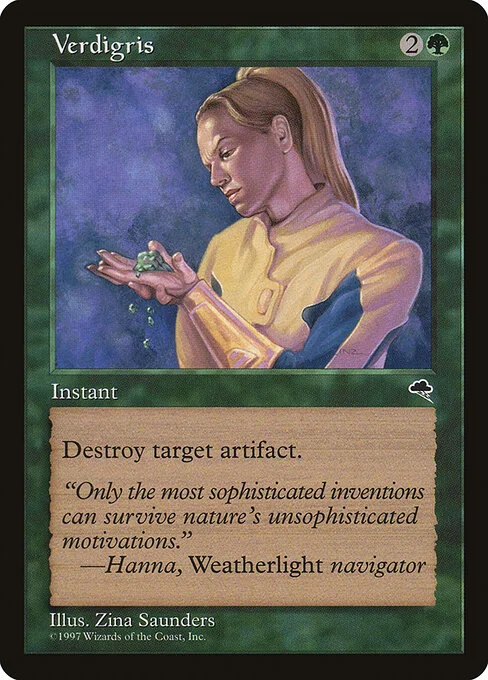 Verdigris, carta Magic di tipo Instant illustrata da Zina Saunders