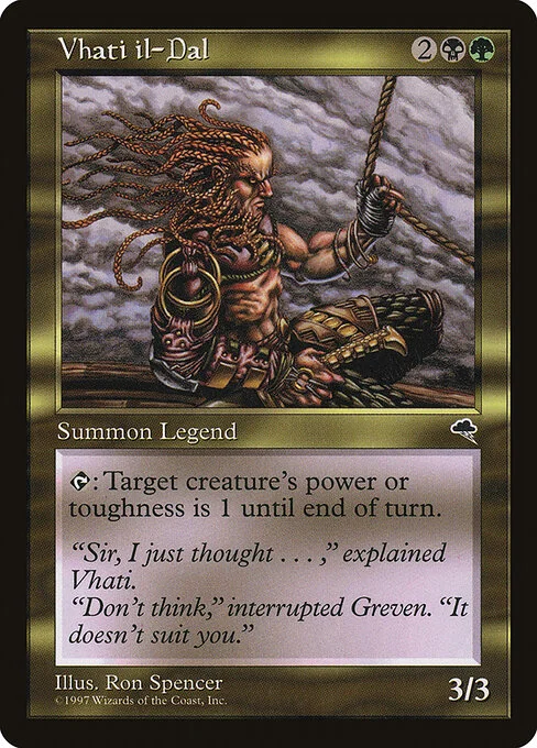 Vhati il-Dal, carta Magic di tipo Legendary Creature — Human Warrior illustrata da Ron Spencer