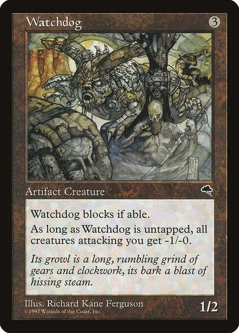Watchdog, carta Magic di tipo Artifact Creature — Dog illustrata da Richard Kane Ferguson