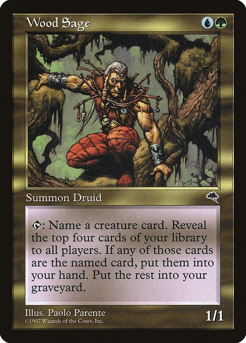 Wood Sage, carta Magic di tipo Creature — Human Druid illustrata da Paolo Parente