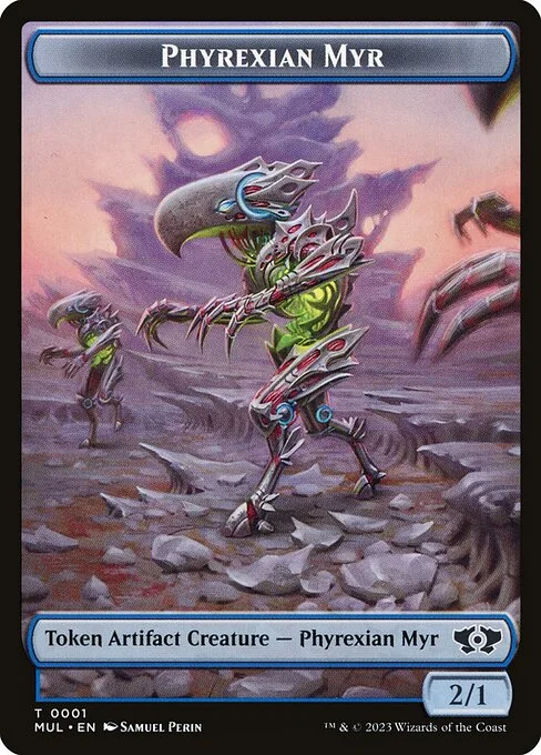 Phyrexian Myr, carta Magic di tipo Token Artifact Creature — Phyrexian Myr illustrata da Samuel Perin