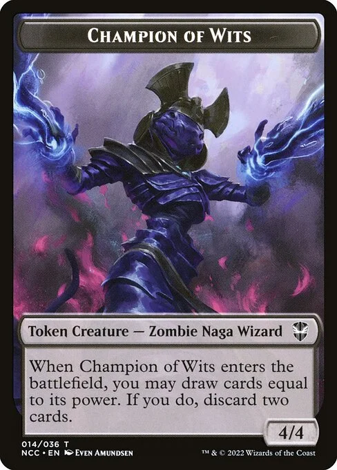 Champion of Wits, carta Magic di tipo Token Creature — Zombie Naga Wizard illustrata da Even Amundsen