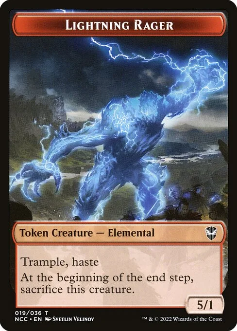 Lightning Rager, carta Magic di tipo Token Creature — Elemental illustrata da Svetlin Velinov